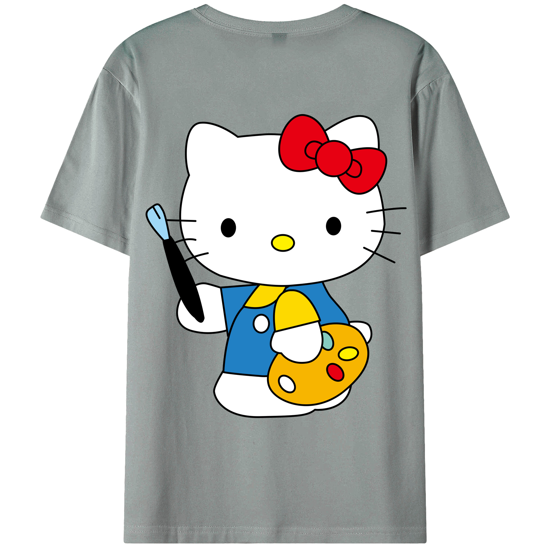（画像用） Hello Kitty ハローキティ 綿100％ メンズ半袖Tシャツ（バックプリント） 通気性